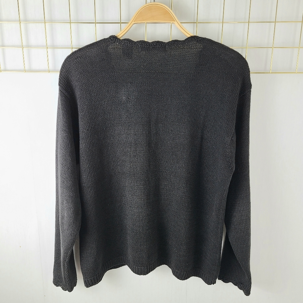 Work In Progress Embroidered Pearl Beaded Vintage Grandma Cardigan Sweater - Picture 2 of 12